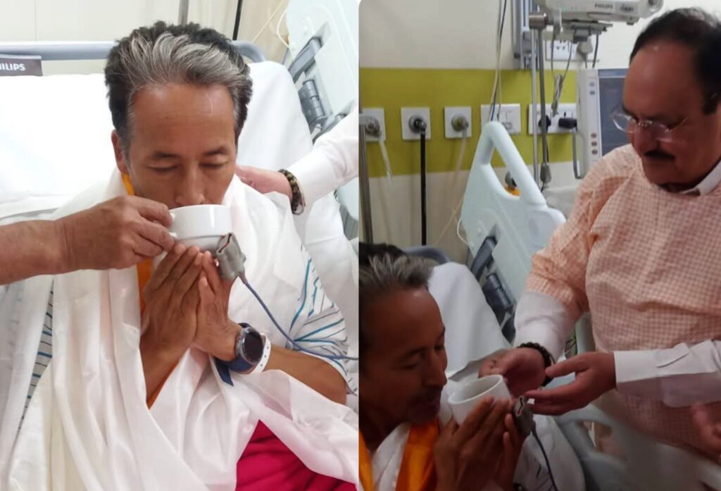Sonam Wangchuk: केंद्रीय मंत्रियों के भरोसे 26 दिन बाद सोनम वांगचुक ने तोड़ा अनशन Sonam Wangchuk Hunger Strike JP Nadda Medanta